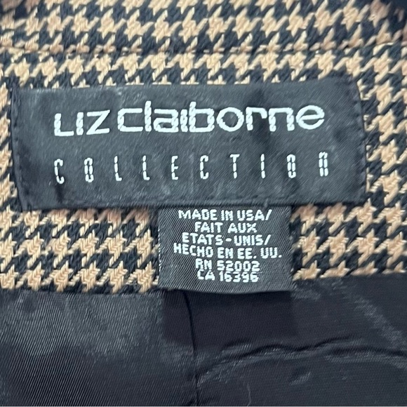 Liz Claiborne 100% wool Black and White Blazer Classic Tailored Design L - Picture 2 of 9